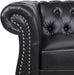 Modern 2 Pieces Living Room Sofa Set, Contemporary Tufted Button Faux Leather Chesterfield Three-Seater Couch and Accent Club Chair with Nailhead Trim Scroll Arms for Home Furniture (Black)