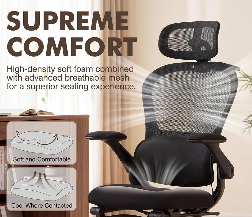 Ergonomic Massage Office Chair with Footrest, Comfy Computer Chair, Black