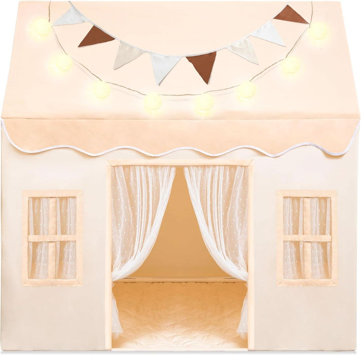 Play Tent for Kids,Indoor & Outdoor Tent with Blanket,Led Lights & Flags for Toddler,Spacious 51*35*52 Inch,Playhouse for Kids,Ideal Private Space for Reading & Play for Boys & Girls Age 3-7