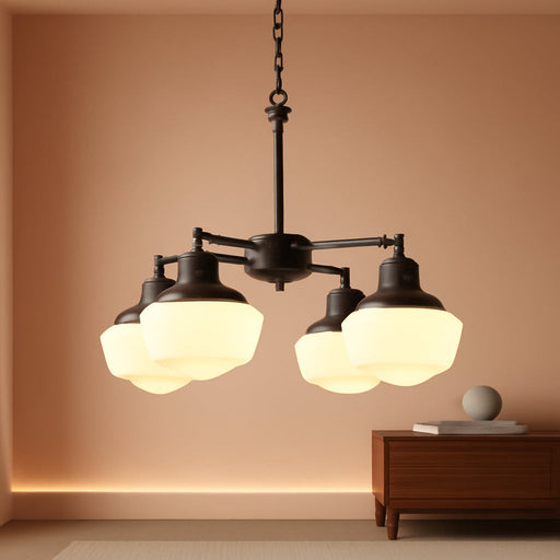 Oil Rubbed Bronze Four Light Convertible Chandelier