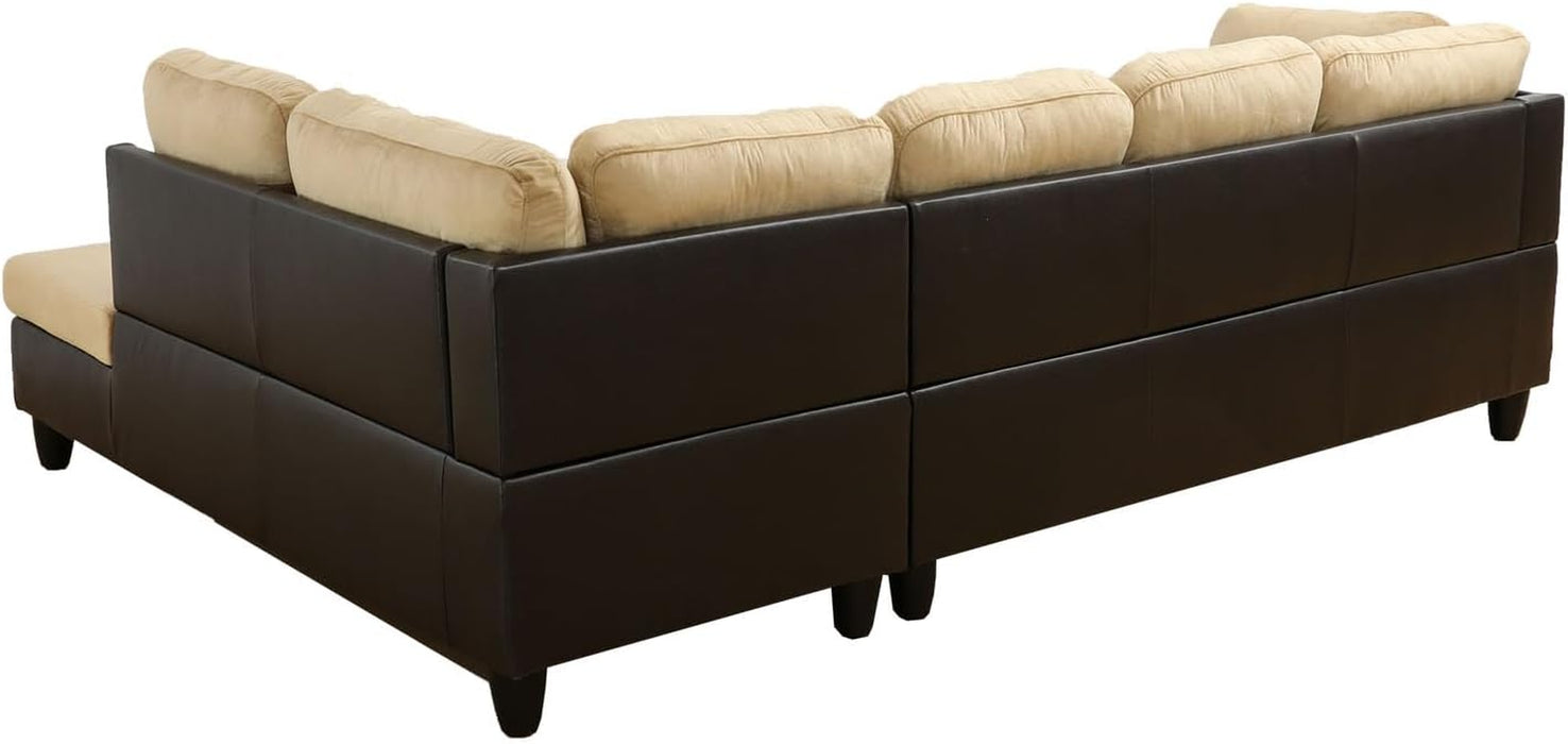 Beige Sectional Couch for Living Room Set, 105 Inch Sectional Sofa L Shaped Couch with Storage Ottoman/Microfiber Fabric/Facing Right Chaise