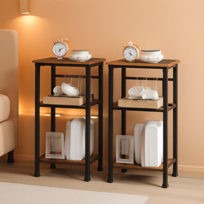 15.7" Narrow Console Table for Small Space, Set of 2 Entryway Table with Adjustable Shelf, behind Couch Table, Sofa Table, for Entryway, Hallway, Livingroom, Rustic Brown and Black BF41XGP201
