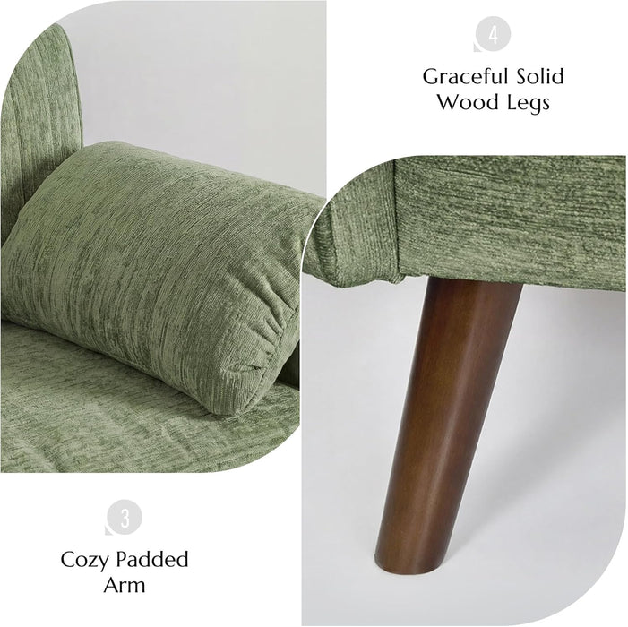 Green Oversized Chenille Accent Chair with Padded Arms