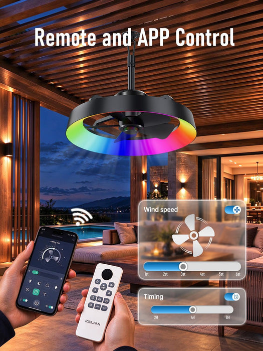 Indoor & Outdoor Ceiling Fans for Patios with Rgb Light,3-Way Installation