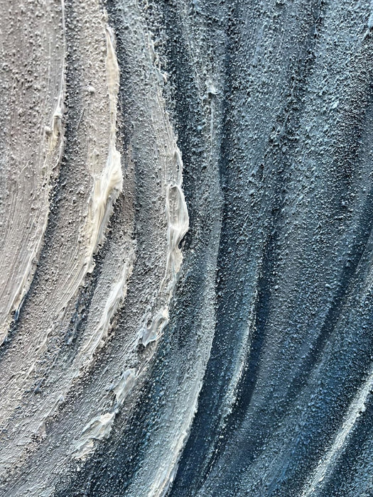 Art 60X40 Inches Hand-Painted Blue and White Textured Art Oil Painting - Modern Abstract Sea Wave Landscape Art - Large Wall Decoration Suitable for Home Office Decoration