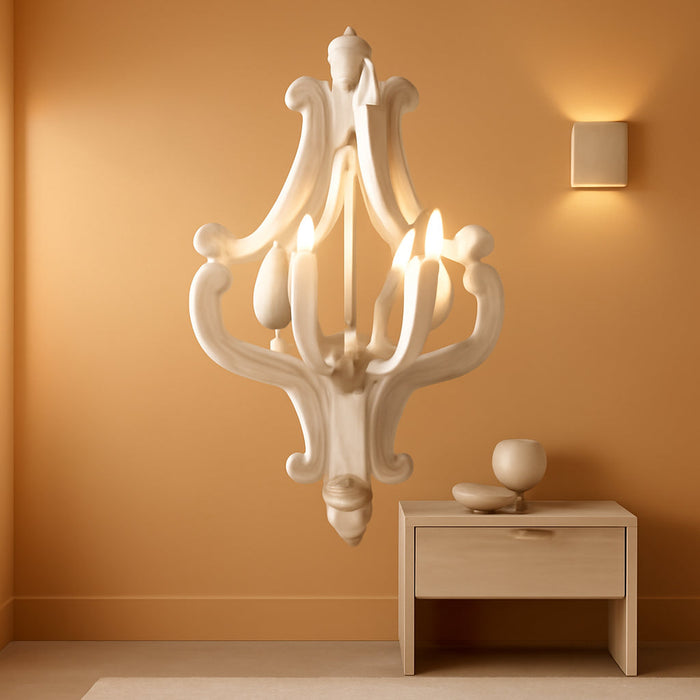 Farmhouse Chandelier, 4-Light French Country White Chandelier