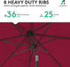 10 Ft Outdoor Patio Umbrella W/Tilt and Crank, Wine Red