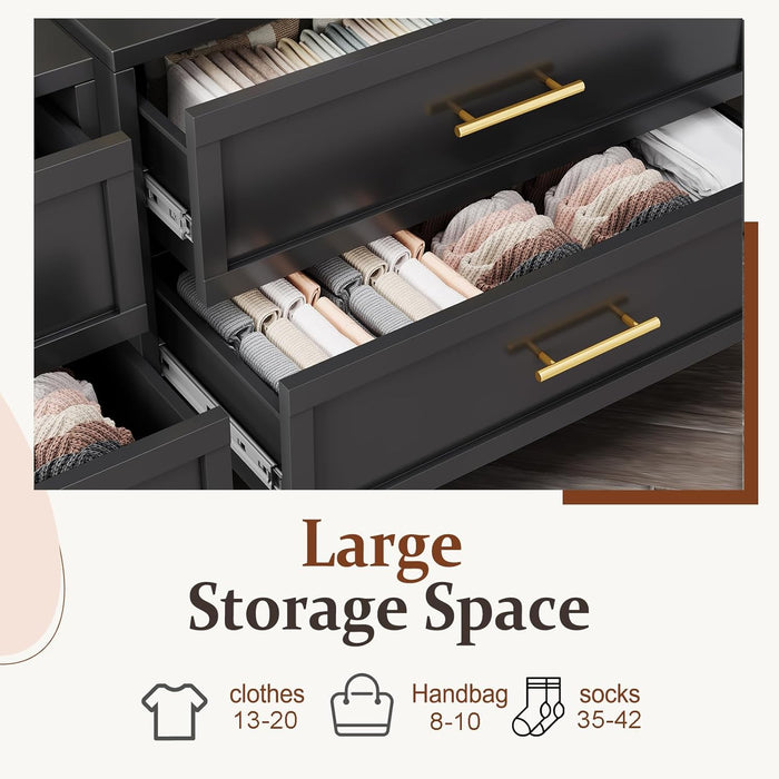 Charcoal Black Industrial Dresser With Five Drawers