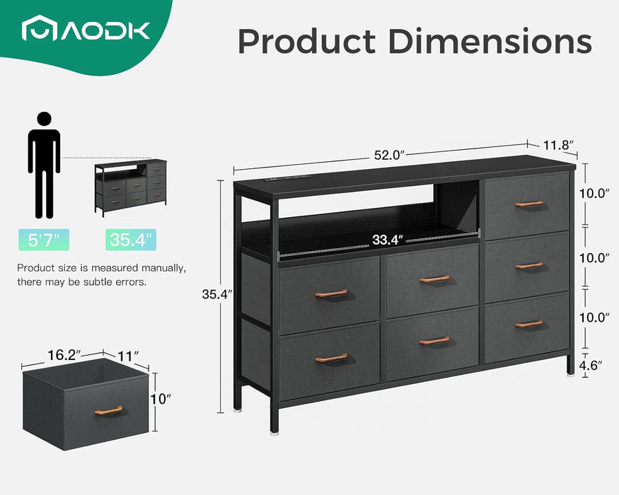 Dark Grey Dresser with Charging Station