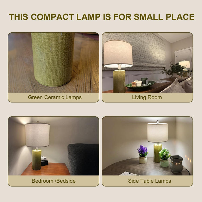 Industrial Green Ceramic Nightstand Table Lamp Modern
