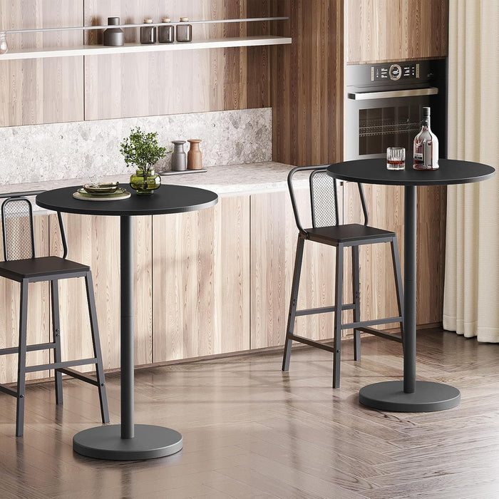 Round Counterheight Bar Table Set Industrial Black