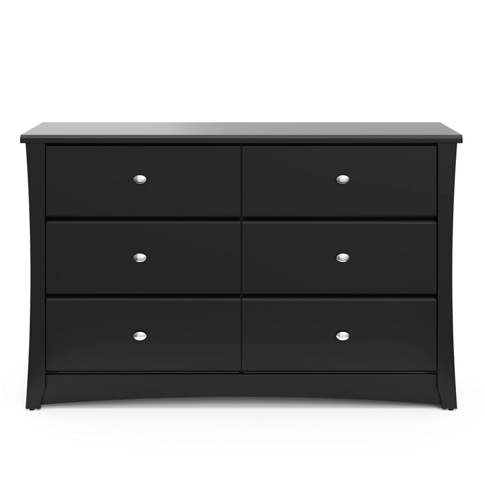 Crescent 6 Drawer Double Dresser (Black) – GREENGUARD Gold Certified, Dresser for Nursery, 6 Drawer Dresser, Kids Dresser, Nursery Dresser Drawer Organizer, Chest of Drawers