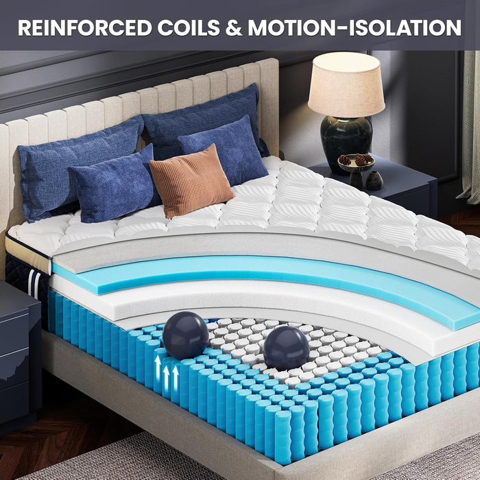 Firm Queen Mattress 14 Inch-Hotel Collection Cooling Hybrid Mattress in Box