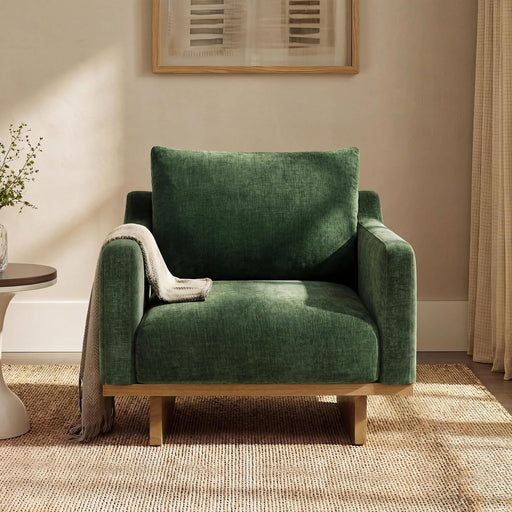 Green Solid Wood Frame Contemporary Cushioned Chair