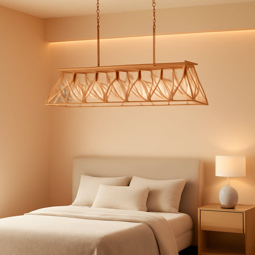 Modern Farmhouse Chandelier Light Fixtures,5-Lights Gold Linear Industrial Light Fixtures for Kitchen Island Bar Dining Table UL Listed