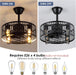 Caged Ceiling Fan with Light, 18 Inch Black Fandelier Ceiling Fans for Kitchen Bedroom Outdoor, Remote Control, Reversible