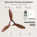 52" Ceiling Fan with Light, Quiet Reversible DC Motor, Smart Control