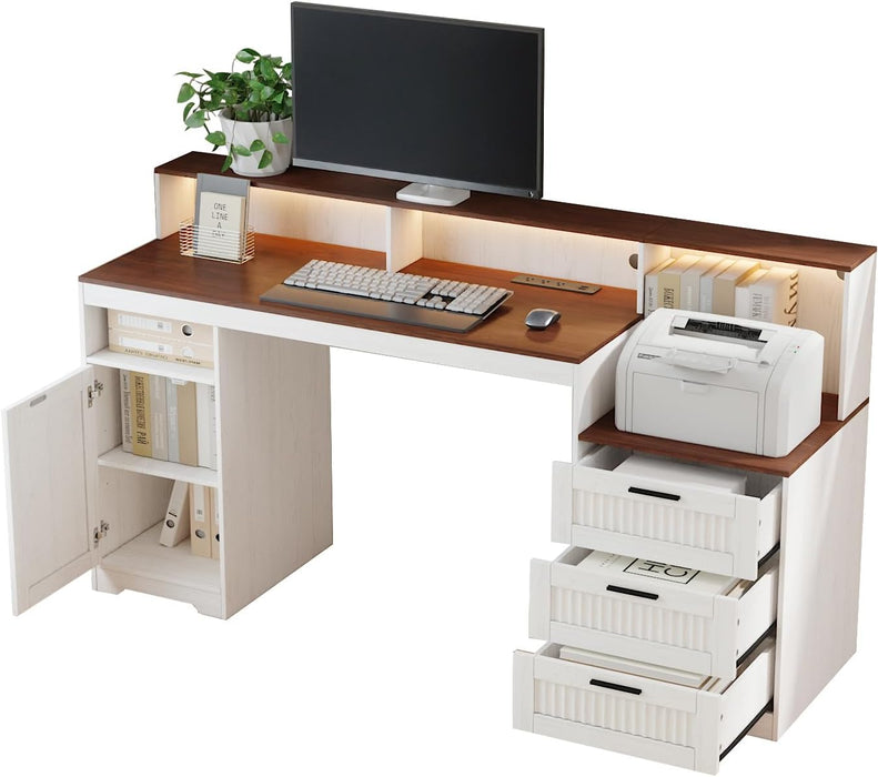 65" Home Office Desk with Drawers and Storage, Large Computer Desk