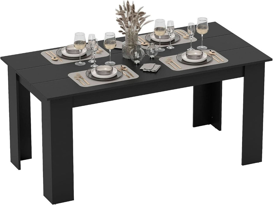 Dining Table for 4-6, 63" Rectangular Kitchen Table, Black