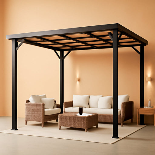 10x12 Lean-To Gazebo Wall-Mounted Polycarbonate Hardtop