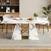 71 Inch Modern White Dining Table for 6-8 People, Large Faux Marble Kitchen and Dining Room Table,Rectanglar Dinner Table with Metal Frame for Dining Room, Living Room, White