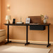 78.8 Inch Narrow Console Table with Power Outlets, 25.2"-35" Adjustable Height Skinny behind the Couch Table with Fabric Storage, Long Sofa Table for Living Room, Entryway, Rustic Brown