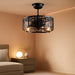 Caged Ceiling Fan with Light, 18 Inch Black Fandelier Ceiling Fans for Kitchen Bedroom Outdoor, Remote Control, Reversible