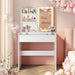 White Vanity Desk Mirror Featuring Integrated Lighting