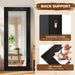 58X24In Full Length Mirror, Solid Wood Convex Frame, Black