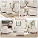 Beige ThreeSeater Upholstered Sofa With Nailhead Trim