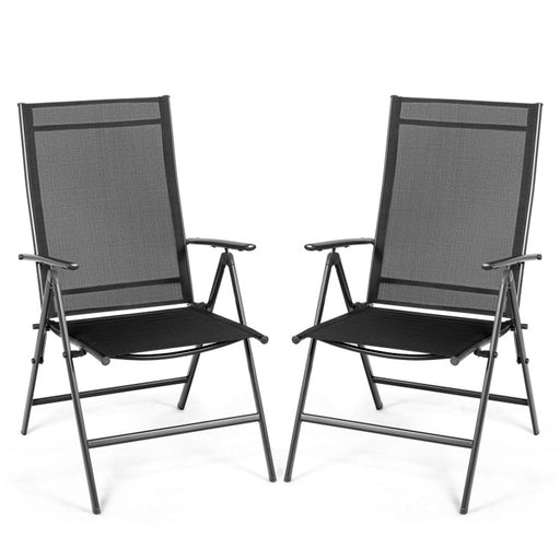 Set of 2 Adjustable Portable Patio Folding Dining Chair Recliners