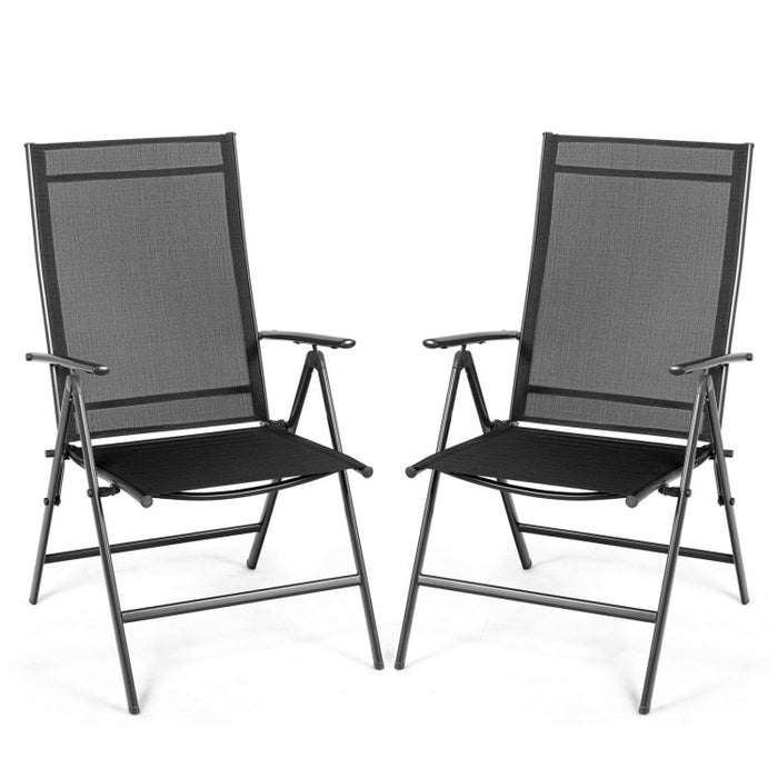 Set of 2 Adjustable Portable Patio Folding Dining Chair Recliners