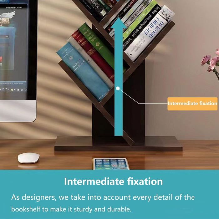 Book Tree Bookshelf, 5-Tier Wood Bookshelf Tree Bookcase for Displaying Books, Cds, Magazines and More at Office, Home or School