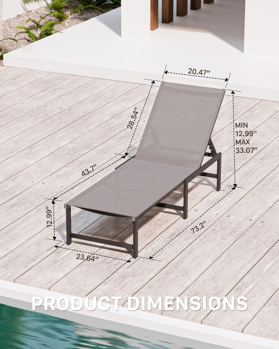 Aluminum Patio Chaise Lounge Chair Outdoor,Grey