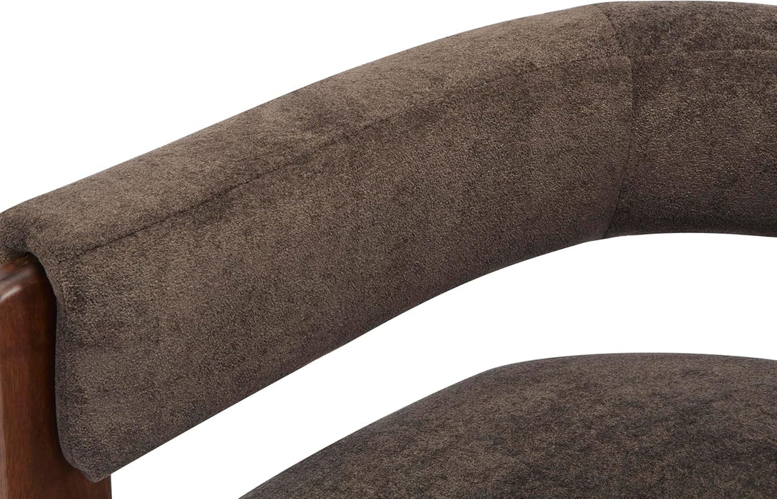 Nettie Modern Accent Chair for Living Room, Velvet Fabric Single Lounge Sofa Chair with Wooden Frame, Comfy Reading Chair for Bedroom, Lounge Armchair with Cushion, Dark Brown