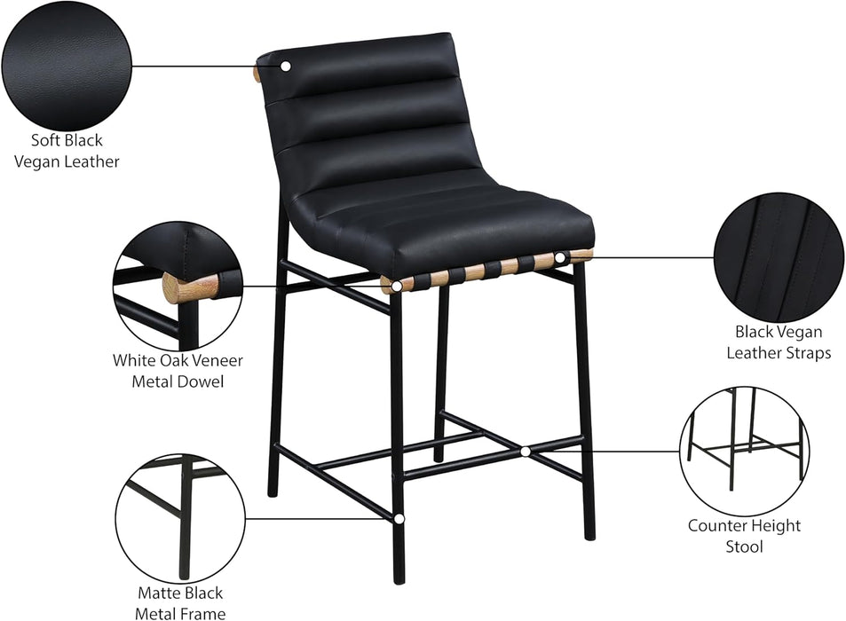 857Black-C Burke Collection Modern | Contemporary Vegan Leather Upholstered Counter Stool, Black, 18" W X 24" D X 37.5" H