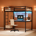 Loft Bed Twin Size with Desk, Metal Loft Bed Frame with Power Outlet and LED Lighted, Space-Saving, Noise Free, Black