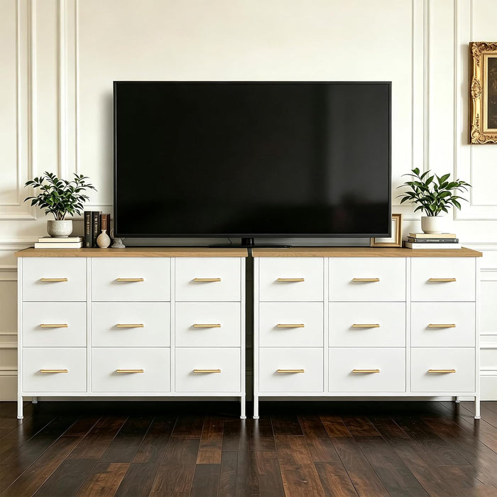 Wide TV Stand Modern TV Console, 9 Drawers Dresser for Bedroom