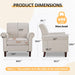 Comfy Accent Chair, Mid-Century Modern Fabric Living Room Chair Reading Chair with Soft Cushion, Nailhead Trim & Rolled Armrest, Arm Chair Sofa Chairs for Bedroom Waiting Room Office, Beige