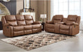 2 Pieces Manual Recliner Sofa Set, Faux Leather Reclining Couch Set for Living Room, Included Loveseat Recliner Couch and 3 Seat Reclining Sofa, Brown