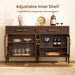 60" Walnut Sideboard Buffet Cabinet with Adjustable Shelves