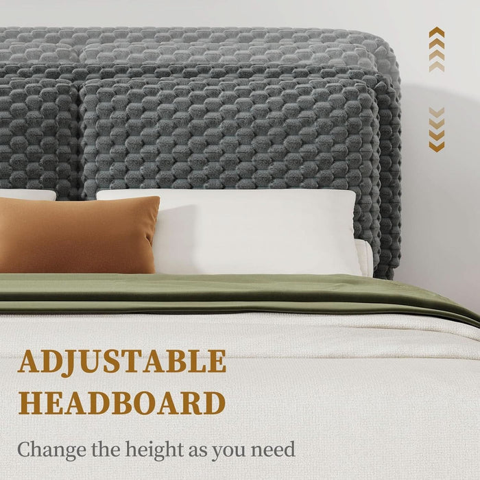 Queen Size Bed Frame with Headboard, Queen Size Corduroy Upholstered Platform Bed Frame with Soft Headboard, Wooden Slats Support, No Box Spring Needed, Easy Assembly, Grey