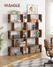 Bookcase, 5-Tier Bookshelf, Display Shelf and Room Divider, Freestanding Decorative Storage Shelving, Rustic Brown ULBC62BX, 27.6”L X 9.4”W X 62.6”H (70 X 24 X 159 Cm)
