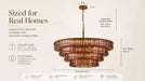 40 Inch Modern round Amber Crystal Glass Chandelier, Large 4-Tier 10 Lights Gold Luxury Hanging Light Fixture, for Dining Room, Kitchen Island, Living Room, Entryway (Included E12 Bulbs)