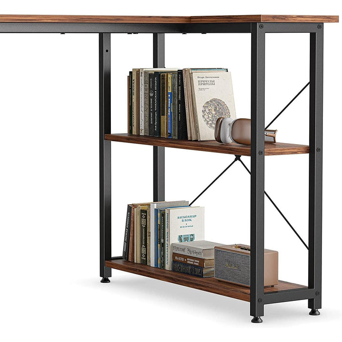 Small L-Shaped Desk with Storage Shelves