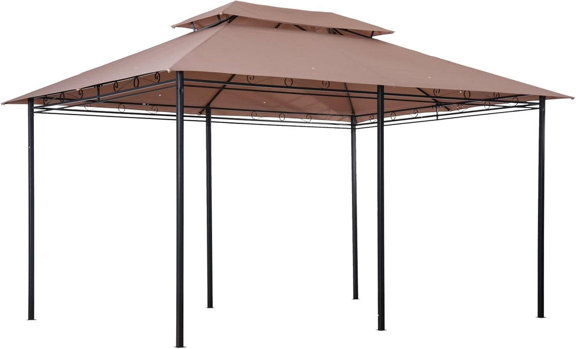 10' X 13' Patio Gazebo, Outdoor Gazebo Canopy Shelter with Curtains, Vented Roof, Steel Frame for Garden, Lawn, Backyard and Deck, Khaki