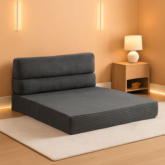 Full Size Transformable MemoryFoam Sofa Bed GreyCorduroy