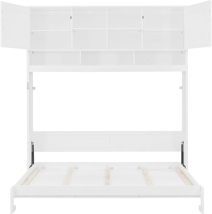 Queen Murphy Wall Bed With HydraulicLiftStorageCabinet