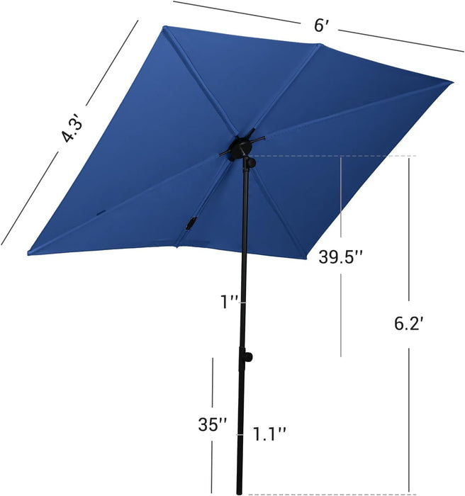 Balcony Umbrella, 6X4 FT Rectangular Outdoor Umbrella