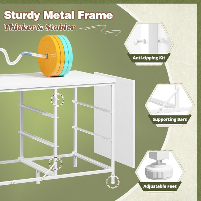 Dresser TV Stand with 9 Drawers for 60'' TV Stand for Bedroom Long Dresser for Bedroom Wide Dressers & Chests of Drawers, Sturdy Metal Frame & Wood Top, Living Room, Closet, White